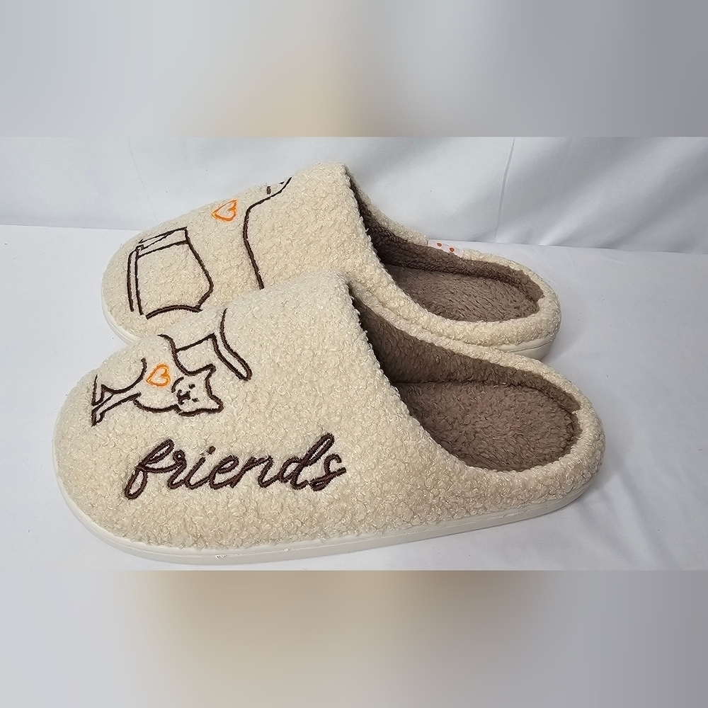 Best Friends House Slippers Plush Cat Dog - Picture 3 of 6